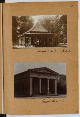 Teehäuschen im Schlossgarten, Schwerin. Berliner Tor, Schwerin: Ansichten (aus: Skizzen- und Fotoalbum 25)