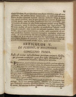 Articulus V. De Fusione, & Solutione.