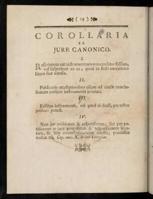 16, Corollaria