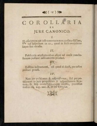 16, Corollaria