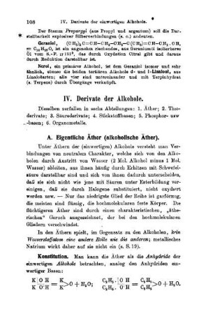 IV. Derivate der Alkohole