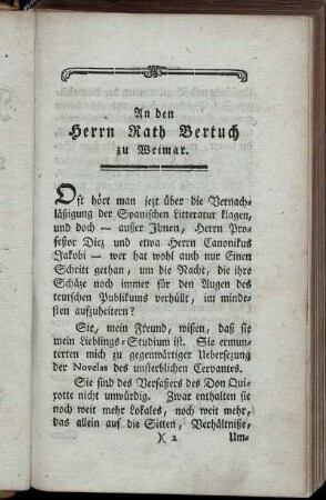 An den Herrn Rath Bertuch zu Weimar.