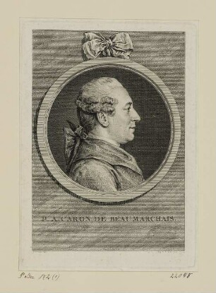 Caron de Beaumarchais, Blatt 1 der Folge "Portraits gravés pour la collection de Cochin"