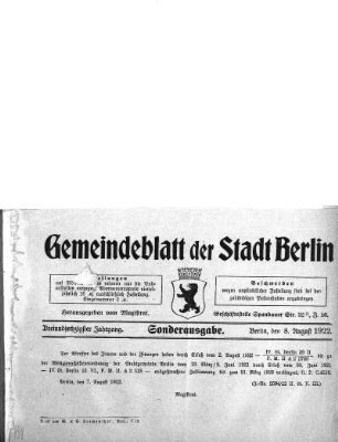 Sonderausgabe, 8. August 1922