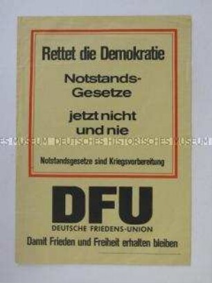 Propagandaflugblatt der DFU gegen die geplanten Notstandsgesetze