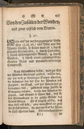 Von den Zufällen der Wunden, und zwar erstlichen vom Bluten