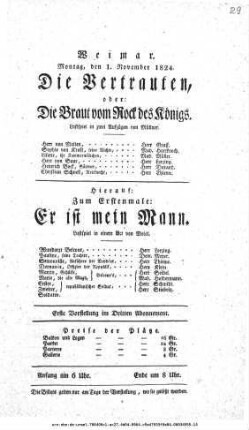 Die Vertrauten, oder: Die Braut vom Rock des Königs