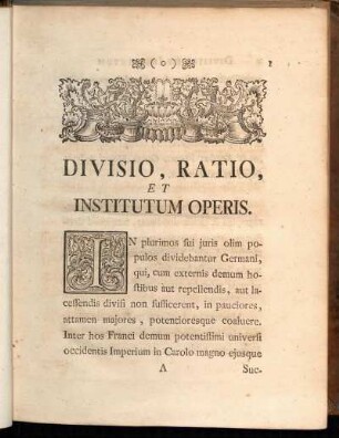 Divisio, Ratio, Et Institutum Operis.