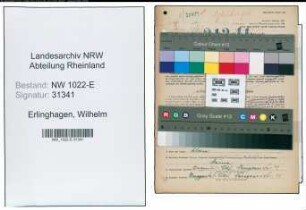Entnazifizierung Wilhelm Erlinghagen , geb. 03.02.1886 (Postsekretaer)
