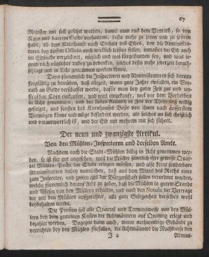 Der neun und zwanzigste Artikul. Von den Mühlen-Inspectoren und derselben Amte
