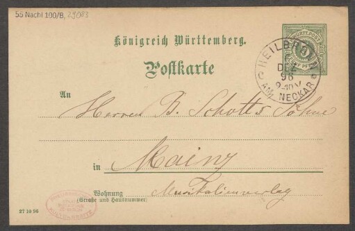 Brief an B. Schott's Söhne : 05.12.1896