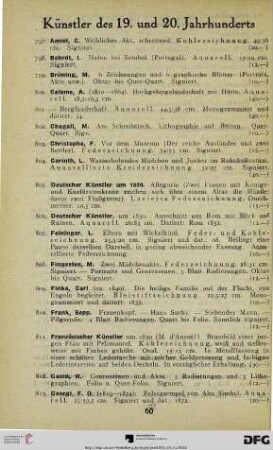Künstler des 19. und 20. Jahrhunderts (Nr. 797-918)