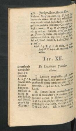 Tit. XII. De Locatione Conductione