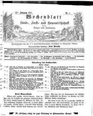 Wochenblatt der Land-, Forst- und Hauswirthschaft für den Bürger und Landmann. 12. 1861
