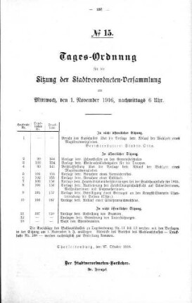 Tages-Ordnung, 01. November 1916
