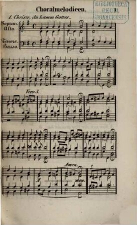Vollständiges vierstimmiges Taschen-Choralbuch : mit einfachen, 4stg. Zwischenspielen, liturg. Gesängen, Intonationen, Responsorien ...