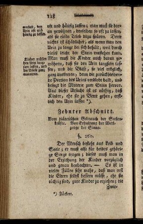 Zehnter Abschnitt. Vom dicktetischen Gebrauch der Seelenkräfte. Von Erhaltung der Werkzeuge der Sinne.