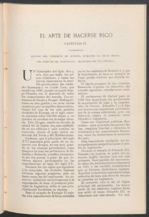 El arte de hacerse rico. (Continuación) : Capítulo II. Estado del comercio en Europa durante la Edad Media. Del libro de Mr. Hardwicke. Traducido por una señorita.