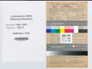 Entnazifizierung Fritz Hellmann, geb. 25.10.1897 (Bankinspektor)