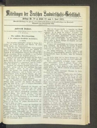 Beilage Nr. 19 zu Stück 22 vom 1. Juni 1901.