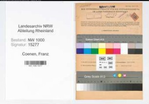 Entnazifizierung Franz Coenen, geb. 12.05.1896 (Kaufm.Angest.)