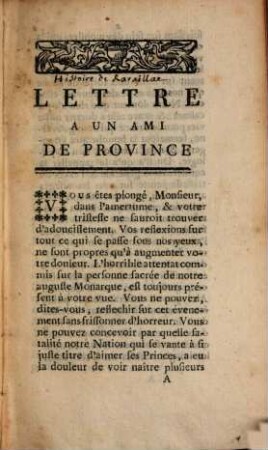 Lettre à un ami de Province