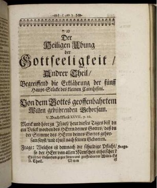 Andrer Theil/ ... Erklährung der fünff Haupt-Stücke des kleinen Catechismi.