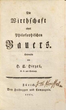 Die Wirthschaft eines Philosophischen Bauers