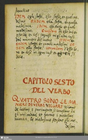 Capitolo sesto. Del verbo