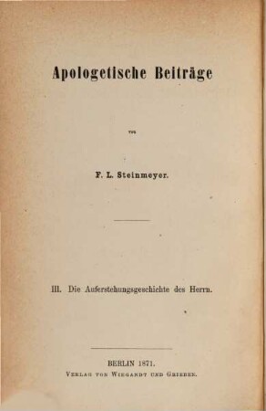 Apologetische Beiträge, 3