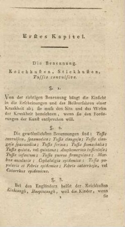 Erstes Kapitel. Die Benennung
