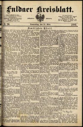 Erste Ausgabe vom Donnerstag, den 25. März 1886.