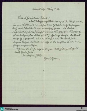 Brief von Hans Thoma an Unbekannt vom 01.03.1918 - K 3262,16
