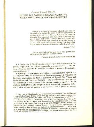 Sistema del sapere e istanze narrative nella novellistica Toscana medievale