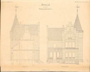 Hafen, Sassnitz: Hafenmeisterhaus: Vorderansicht, Schnitt 1:50