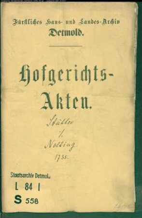 Stübber, Hermann zu Alverdissen gegen Simon Nolting zu Alverdissen - Brautschatz
