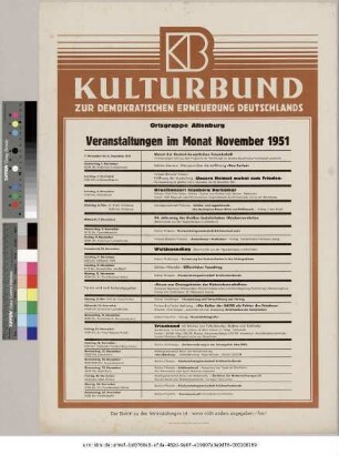 Originaltitel: Veranstaltungen im Monat November 1951