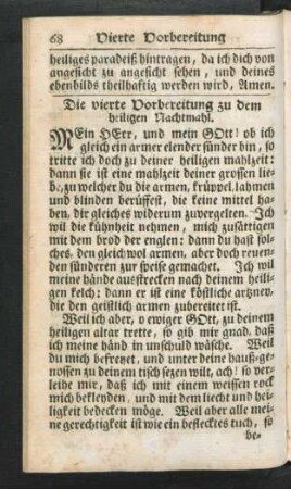 Die vierte Vorbereitung zu dem heiligen Nachtmahl