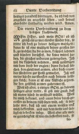 Die vierte Vorbereitung zu dem heiligen Nachtmahl
