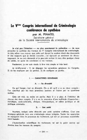 481-484, Le Vème Congrès international de Criminologie conférence de synthèse