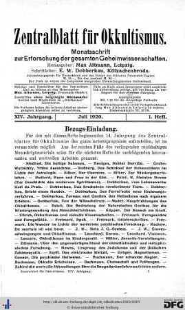 1. Heft (Jul. 1920)