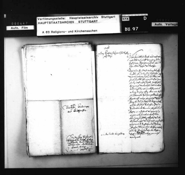 Schreiben Herzog Ernsts von Sachsen, wie es in Württemberg mit kirchlichen Anordnungen in Patronatsorten gehalten werde, nebst Anbringen des Konsistoriums und Konzept einer Antwort an den Herzog von Sachsen.