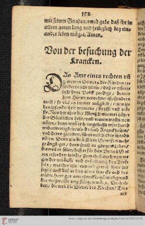 Von der besuchung der Kranken