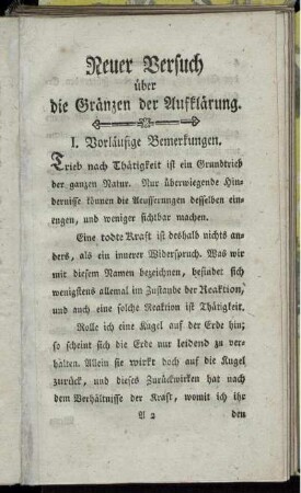 I. Vorläufige Bemerkungen.