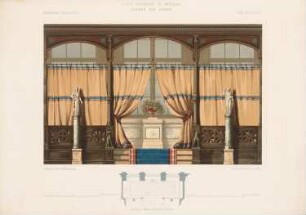 Villa Eichborn, Breslau: Grundriss, Innenansicht Herrenzimmer (aus: Architektonisches Skizzenbuch, H. 41, 1859)