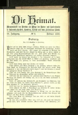 18. Jahrgang. No. 2. Februar 1908.
