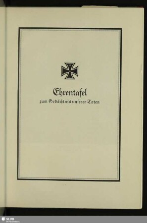 Ehrentafel zum Gedächtnis unserer Toten