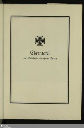 Ehrentafel zum Gedächtnis unserer Toten