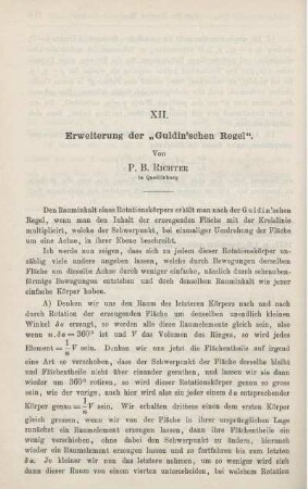 XII. Erweiterung der "Guldin´schen Regel".