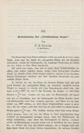 XII. Erweiterung der "Guldin´schen Regel".